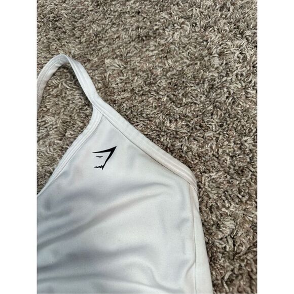 gymshark ruched training sports bra white size medium mesh criss cross back - Picture 7 of 8